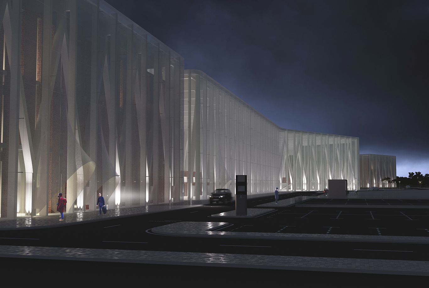 Denis Caunov terminal forecourt at night